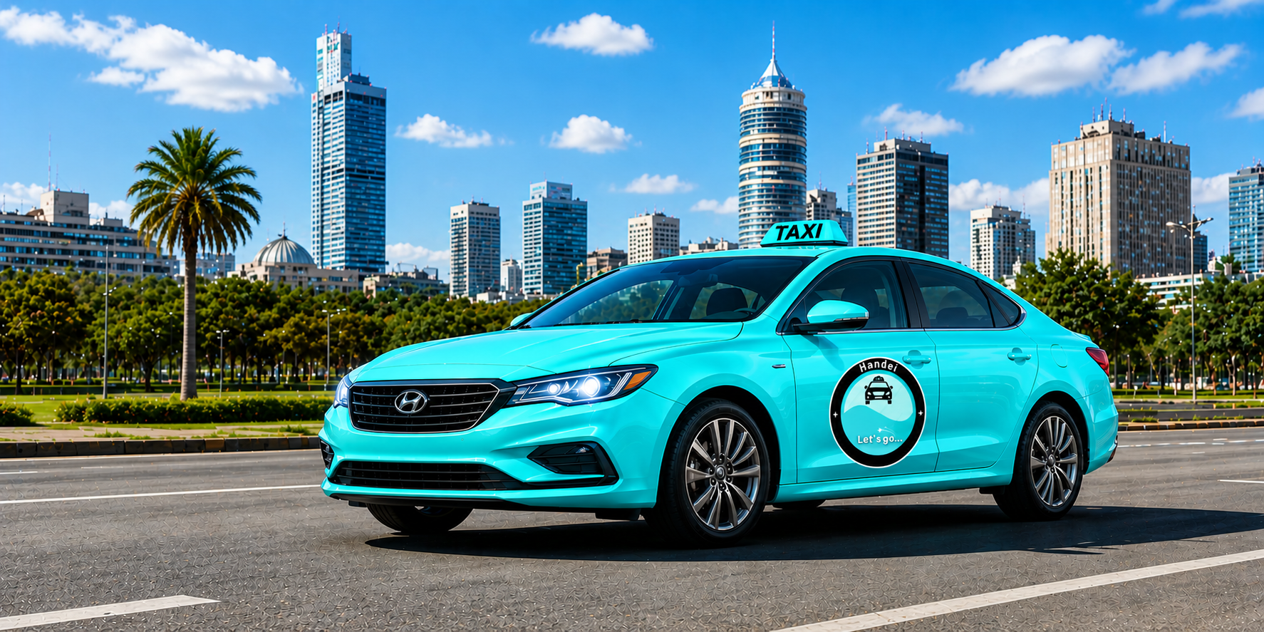 Handei taxi ready for city rides and airport transfers.