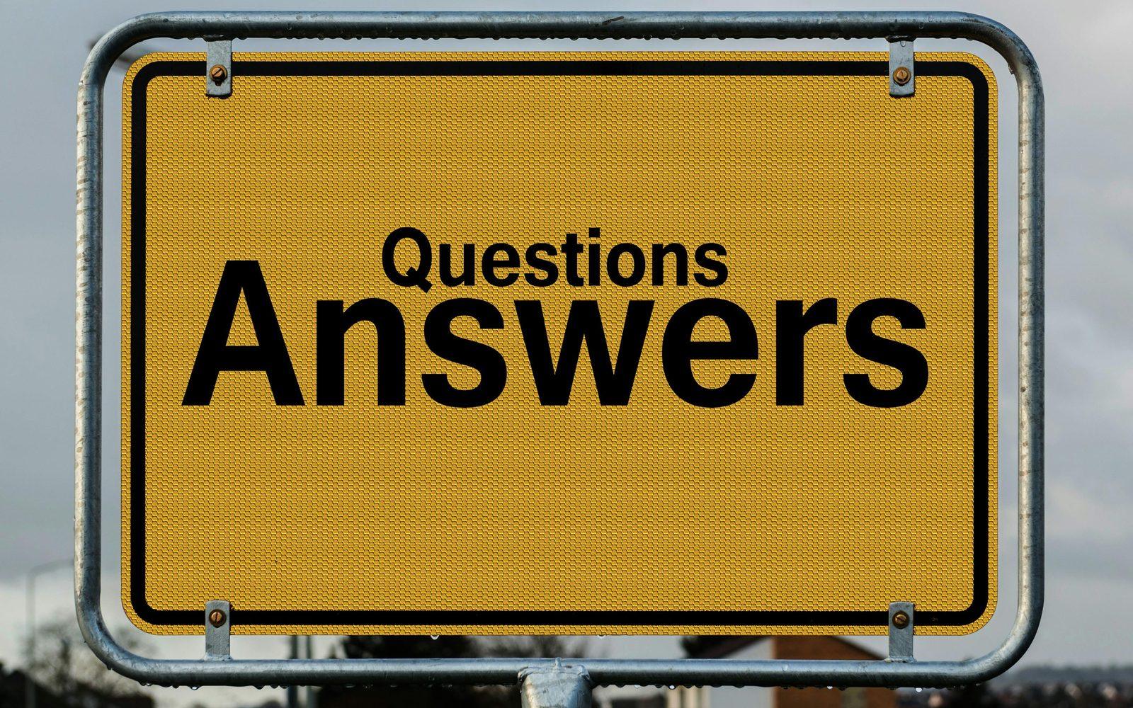 Questions and answers sign representing common Handei taxi help for riders and drivers.